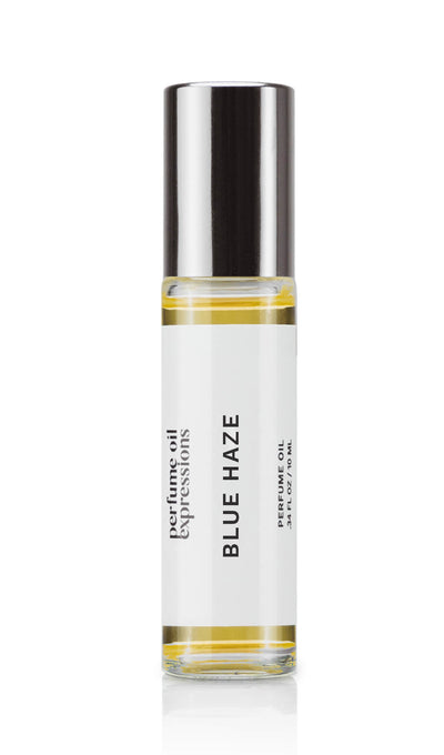 Bottle Blue Haze Perfume Oil - Citrus-Infused Top Notes, Mystical Cannabis Accord, Woody Depth of Cedarwood, Patchouli, Musk - High-Quality Australian Crafted, Long-Lasting, Vegan, Dupe by Perfume Oil Expressions.