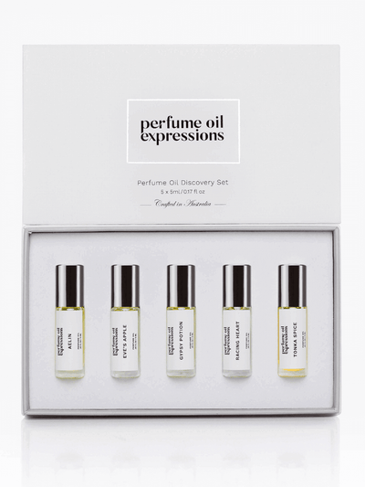 Discover the allure of Perfume Oil Expressions' Discovery Gift Set with elegant packaging – a beautifully curated collection of x ml perfume oils for her