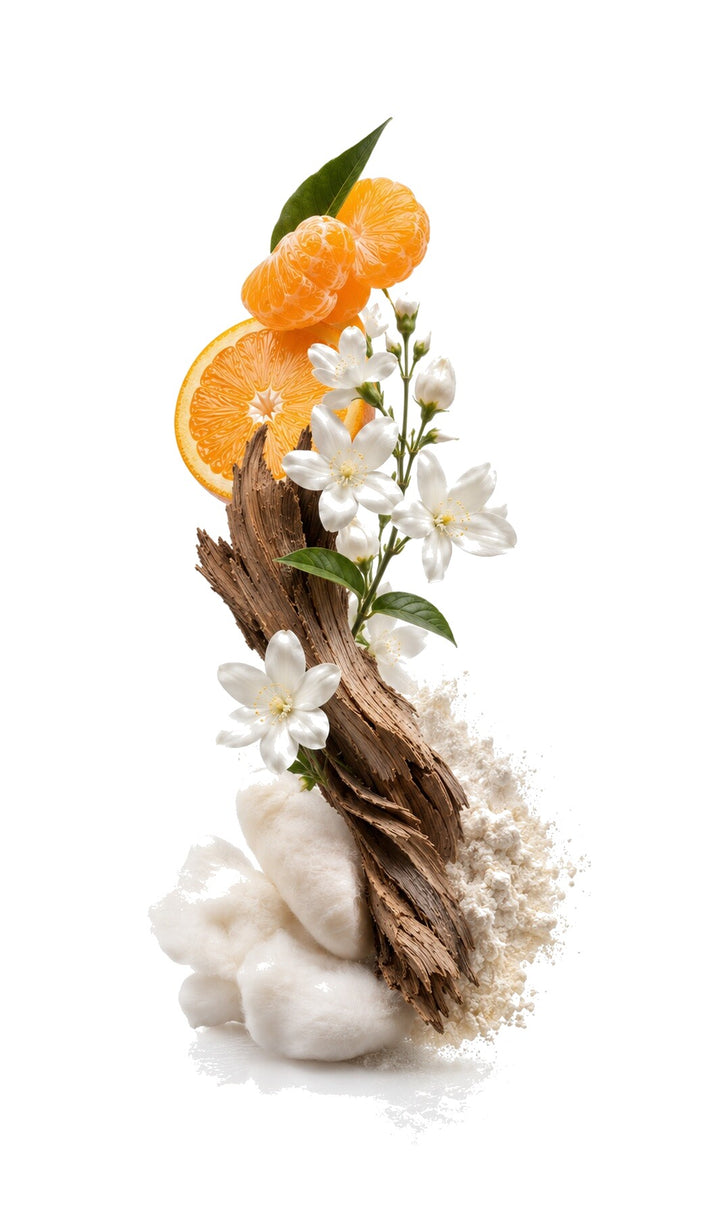 Boujee Perfume Oil inspired by Libre, YSL — fragrance-note image for a scent where bright orange blossom and lavender soften into smooth vanilla warmth.