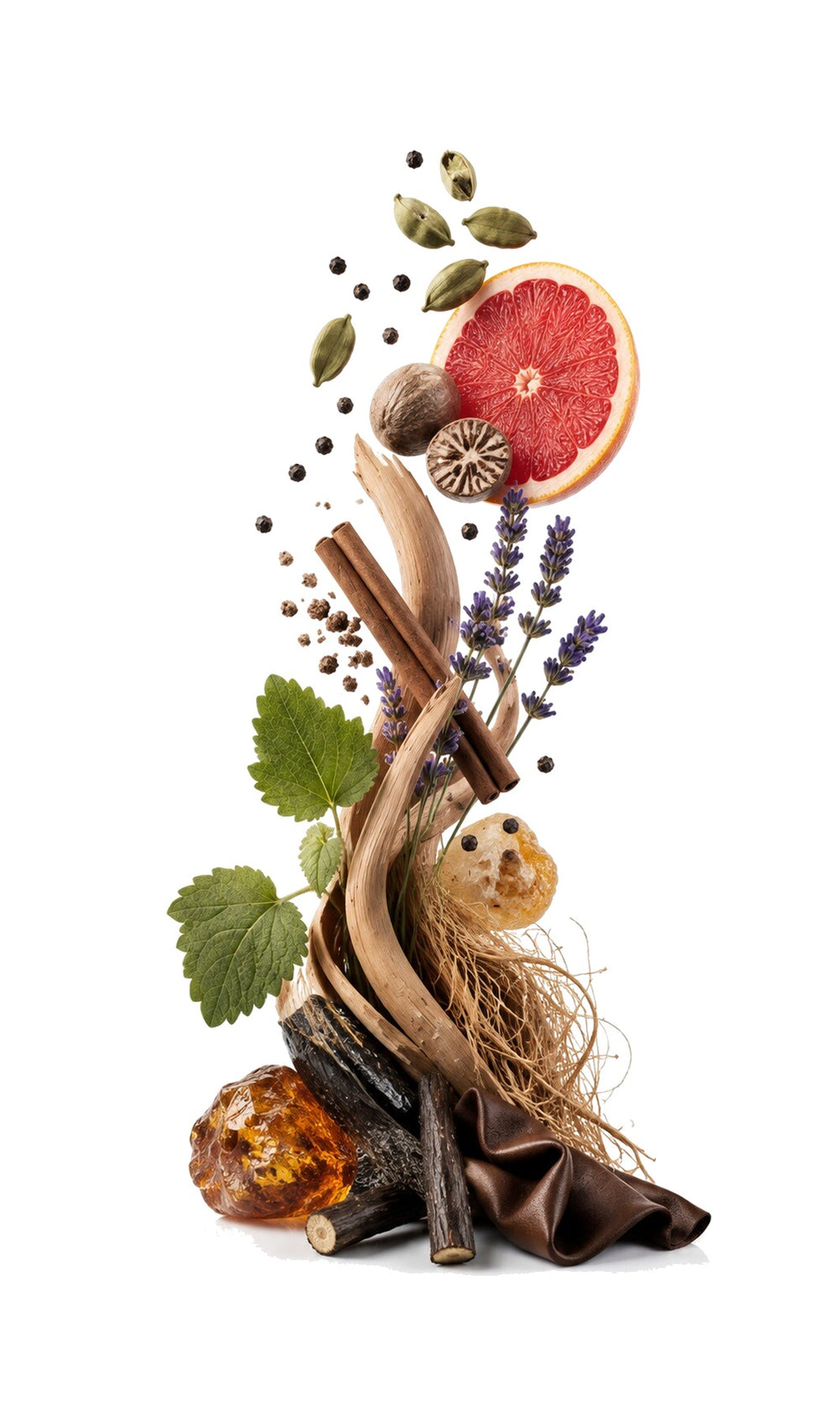 Casanova Perfume Oil inspired by Sauvage Elixir, Dior — fragrance-note image for a scent where bold aromatics, warm spice and crisp freshness meet polished woods.
