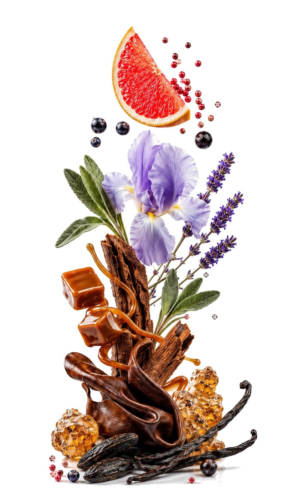 Charisma Intense Perfume Oil inspired by Stronger With You Intensely, Giorgio Armani — fragrance-note image for a scent where warm amber, vanilla and spice settle into smooth woods.