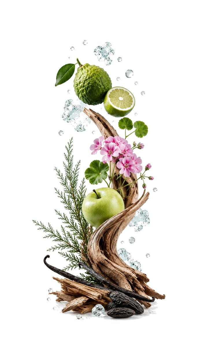 Craze Perfume Oil inspired by Eros, Versace — fragrance-note image for a scent where mint and apple burst over vanilla sweetness and smooth woods.
