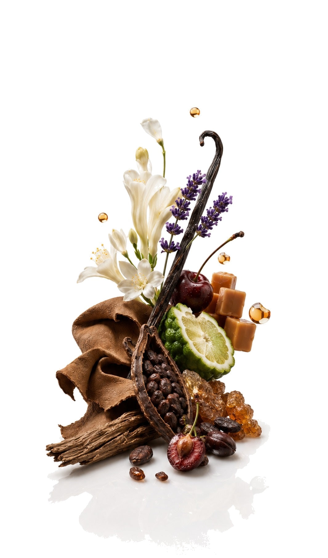 Delicious Perfume Oil inspired by Feve Delicieuse, Dior — fragrance-note image for a scent where tonka, cacao and vanilla create a rich gourmand with woody warmth.