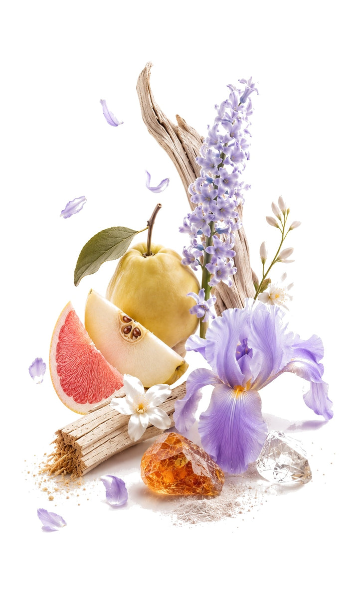 Dusk Perfume Oil inspired by poeC.T — fragrance-note image for a scent where soft powdery florals settle into elegant warmth and a smooth finish.