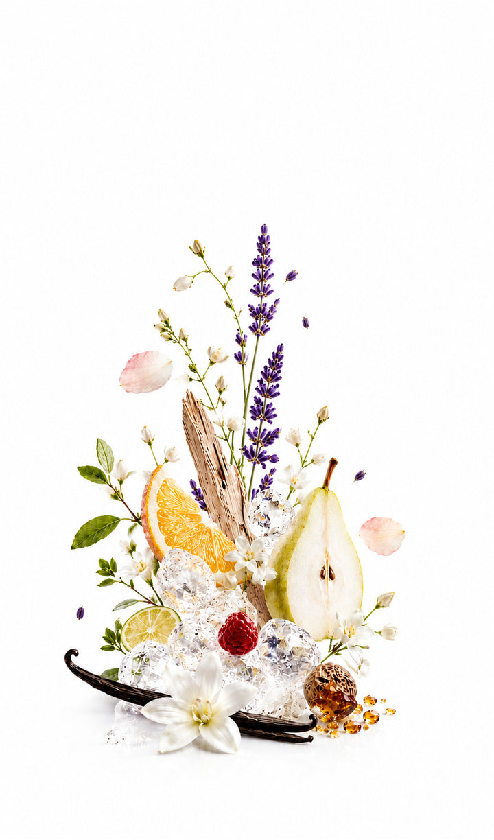 Erba Nesta Perfume Oil inspired by Erba Pura, Xerjoff — fragrance-note image for a scent where juicy fruits and citrus sparkle over smooth musk and sweet warmth.
