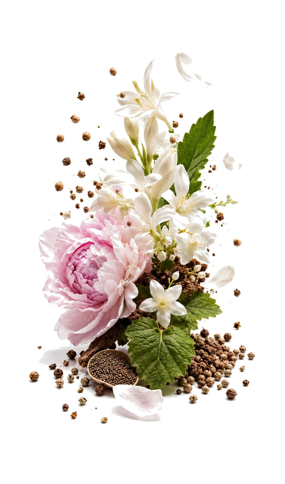 Floral Patchouli Perfume Oil inspired by White Patchouli, Tom Ford — fragrance-note image for a scent where white florals contrast earthy patchouli and smooth woods.
