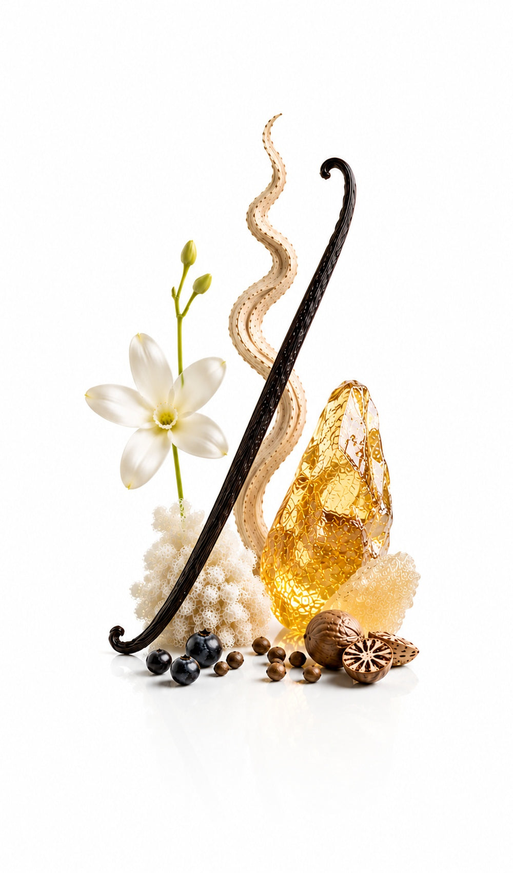 Gold Rain Perfume Oil inspired by Gentle Fluidity Gold, Maison Francis Kurkdjian — fragrance-note image for a scent where vanilla and amber soften into clean musk and smooth woods.