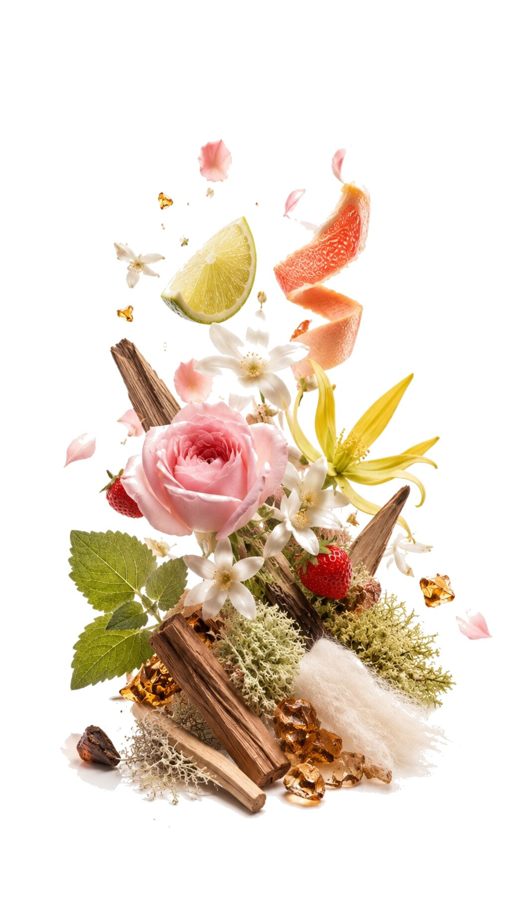 Green Petrichor Perfume Oil inspired by Gris, Dior — fragrance-note image for a scent where green chypre notes brighten with citrus before drying into polished woods.