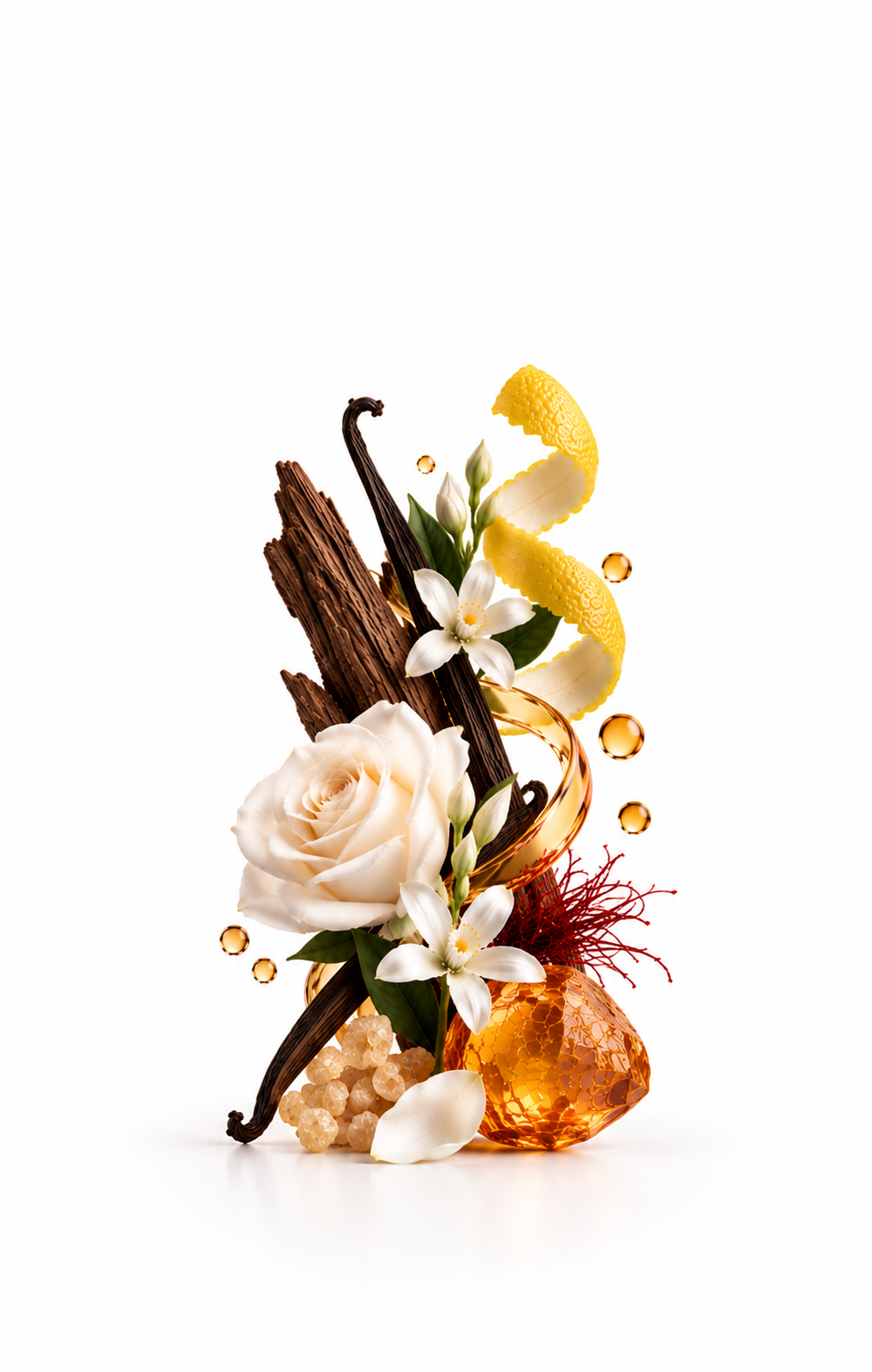 Her Secret Perfume Oil inspired by Enigma, Roja Parfums — fragrance-note image for a scent where warm cognac and vanilla mingle with tobacco and a lift of citrus.