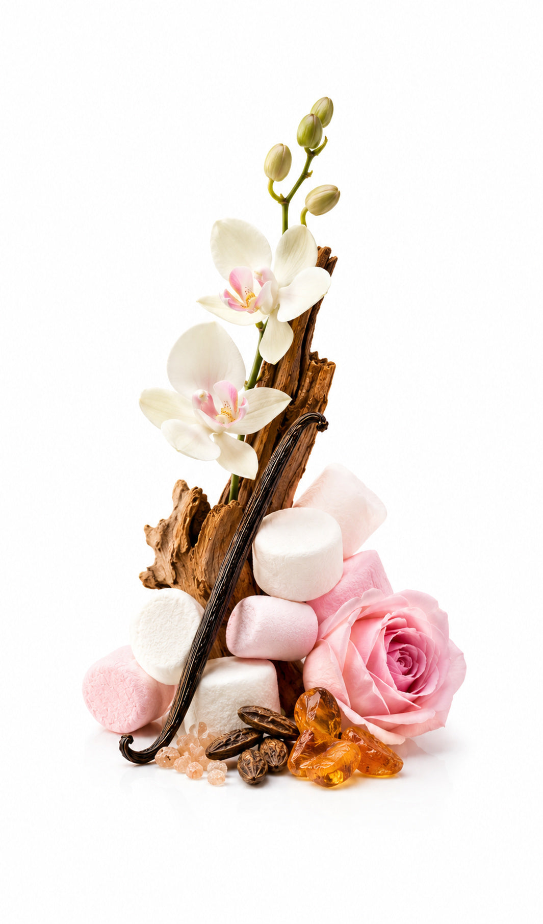 Marshmella Perfume Oil inspired by Yum Boujee Marshmallow 81, Kayali — fragrance-note image for a scent where marshmallow and strawberry melt into vanilla and powdery sweetness.