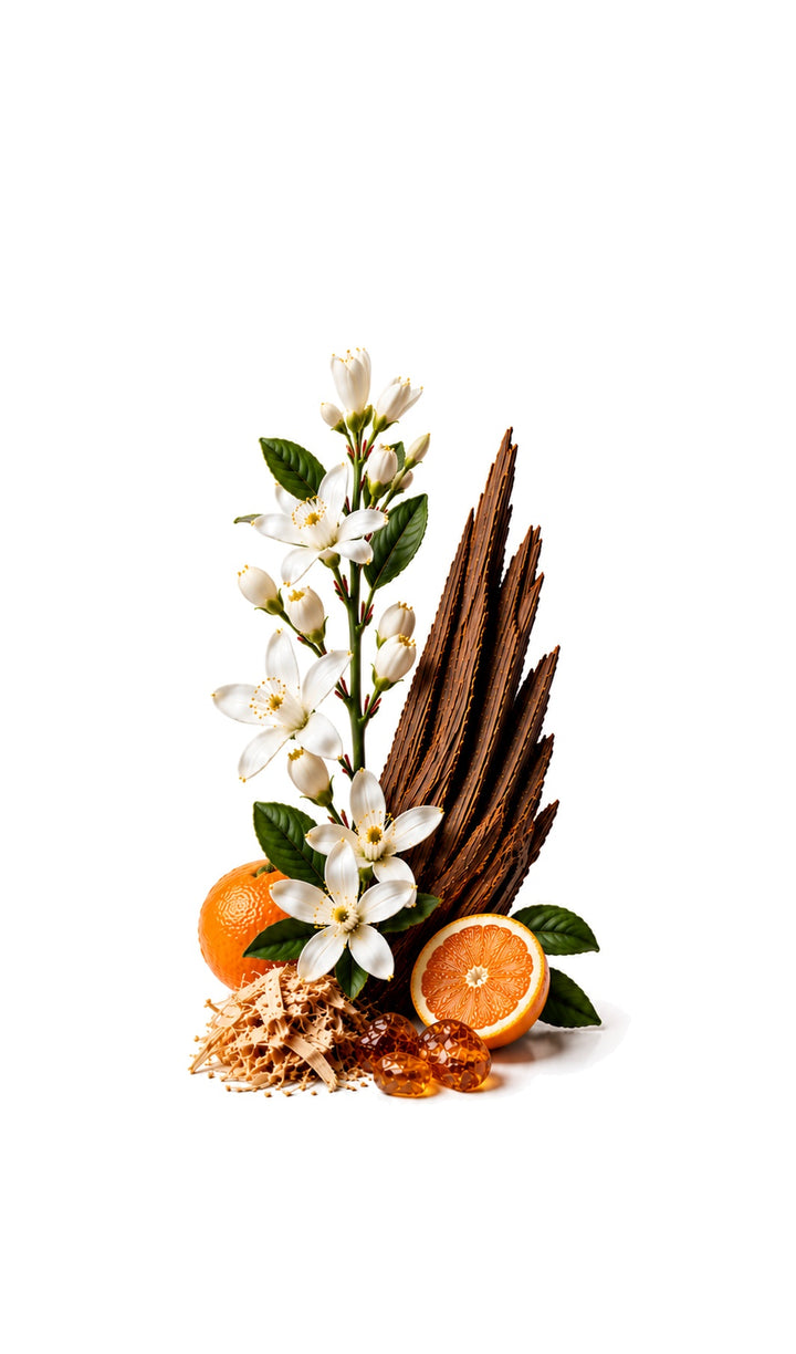 Orange Flower Perfume Oil inspired by Orange Blossom, Jo Malone — fragrance-note image for a scent where orange blossom and citrus brighten a fresh green floral.