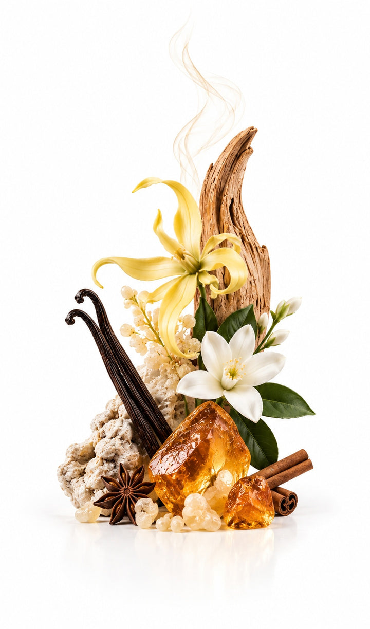 Starlight Perfume Oil inspired by Amber Star, Xerjoff — fragrance-note image for a scent where amber woods and soft musk glow with smooth warmth.