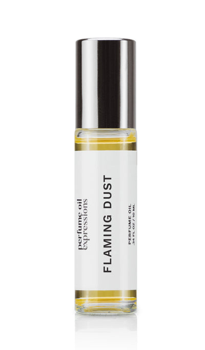 Flaming Dust Perfume Oil by Perfume Oil Expressions, inspired by BDK Parfums' Rouge Smoking. Smoky and spicy notes create a bold and alluring fragrance. Immerse yourself in the fiery charm of Flaming Dust and express your unique style with this captivating scent reminiscent of the seductive spirit of Rouge Smoking